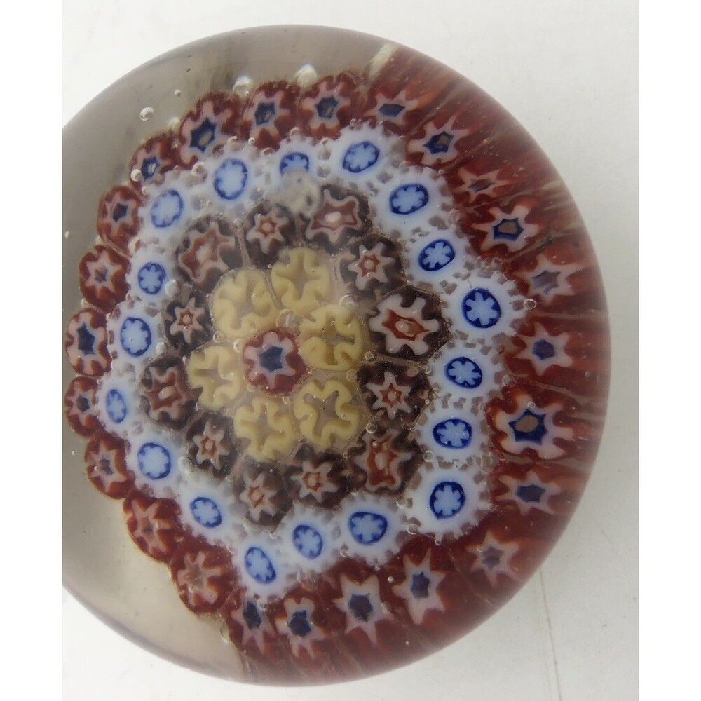 Vintage Murano Glass Millefiori Style Floral Pattern Paperweight